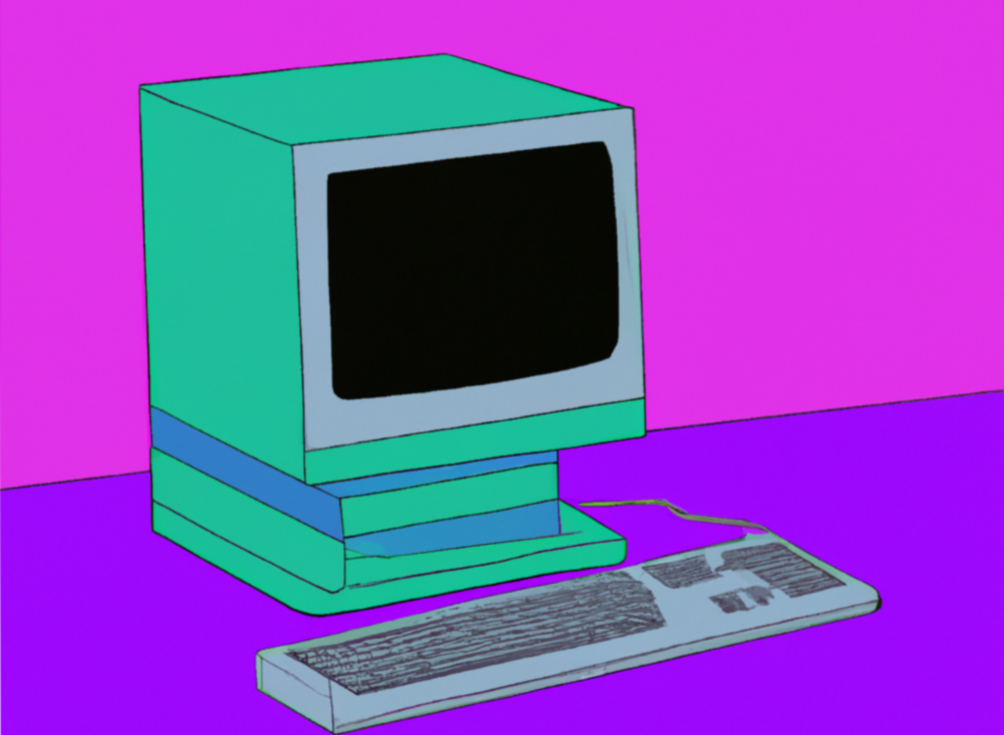 DALLE 2023 08 30 17 52 04 A computer from the 90s in the style of vaporwave
